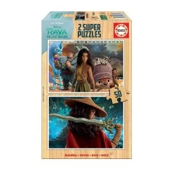 Remise ⭐ PUZZLE 2x50 PIECES EN BOIS: RAYA ET LE DERNIER DRAGON - Educa ❤️